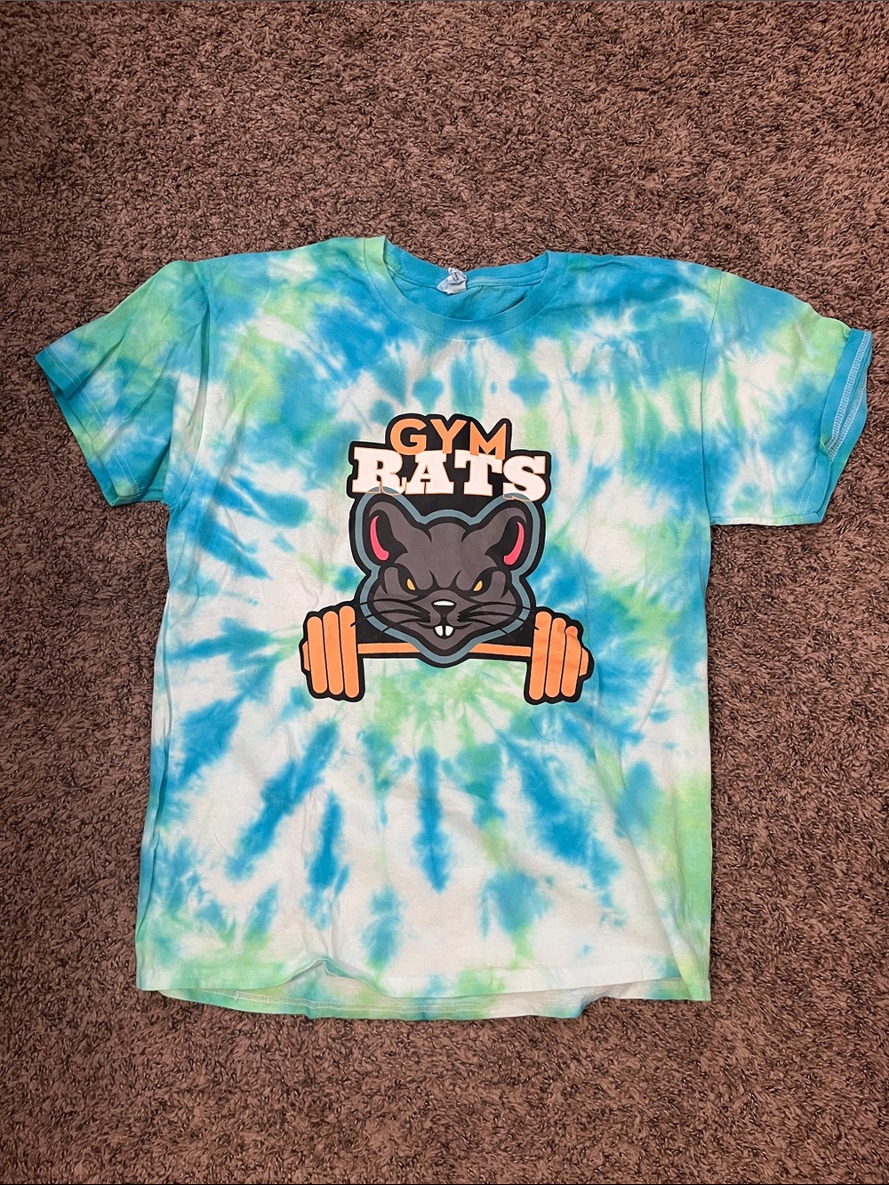 Hanes Tie-Dye Gym Rats Tee in Blue & Green